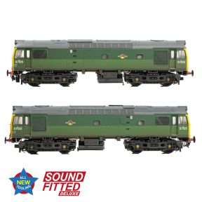 Bachmann 32-342SFX OO Gauge Class 25/2 D7525 BR Two Tone Green Full Yellow Ends Weathered DCC Sound Fitted Deluxe