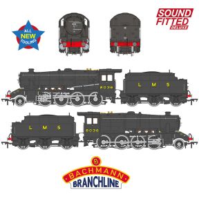 Bachmann 35-225SFX OO Gauge LMS 8F 2-8-0 8036 LMS Black Riveted Tender DCC Sound Fitted Deluxe