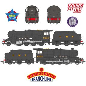 Bachmann 35-226SFX OO Gauge LMS 8F 2-8-0 8233 LMS Black Riveted Tender DCC Sound Fitted Deluxe