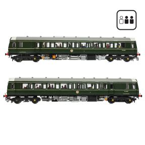 Bachmann 35-528PF OO Gauge Class 121 Railcar W55028 BR Green Small Yellow Panels With Passengers