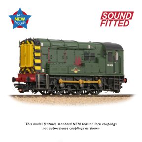 Bachmann 35-926SF OO Gauge Class 08 Shunter 08923 BR Green With Wasp Stripes Weathered DCC Sound Fitted