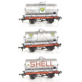 Bachmann 37-665-SH OO Gauge Set Of Three 14 Ton Tank Wagons BP Silver