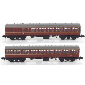 Graham Farish 370-062B N Gauge Set Of 2 BR Mk1 Suburban Coaches BR Maroon Split From Set