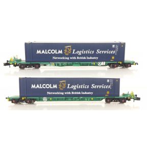 Graham Farish 377-354-SH N Gauge Intermodal Bogie Wagons With Two 45ft Containers Malcolm Logistics