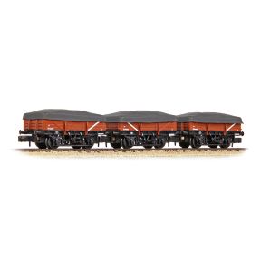 Bachmann 377-492 N Gauge 5 Plank China Clay 3 Wagon Pack BR Bauxite Early with Flat Canopy