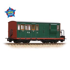 Bachmann 394-080 OO-9 Ffestiniog Railway Brake Third No. 10 FR Green with Red Ends