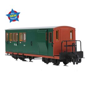 Bachmann 394-080 OO-9 Ffestiniog Railway Brake Third No. 10 FR Green with Red Ends