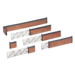 Graham Farish 42-107 N Gauge Red Brick Walls and Gate