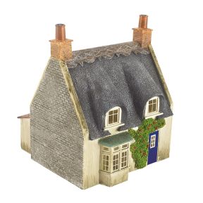 Bachmann 44-122G OO Gauge Thatched Cottage Grey Stone & Blue Door