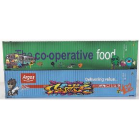 Dapol 4F-028-216 OO Gauge Pack Of 2 45ft High Cube Containers Argos Coop With Graffiti