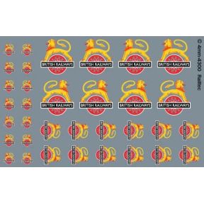 Railtec 4MM-4300 OO Gauge BR Early Crest Lion & Wheel Totem Waterslide Decals