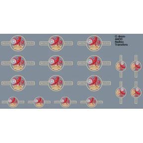 Railtec 4MM-4400 OO Gauge BR Late Crest Ferret & Dartboard (Small & Large) Waterslide Decals