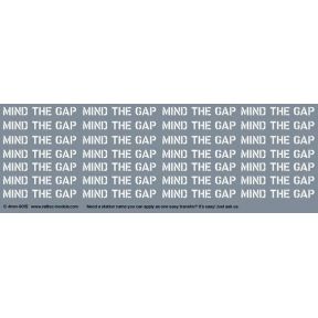 Railtec 4MM-9015 OO Gauge Mind The Gap White Waterslide Decals