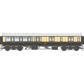 Dapol 4P-021-104 OO Gauge GW Toplight Corridor Brake Third Coach Left Hand 1925 GW Lined Chocolate & Cream 3594