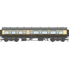 Dapol 4P-021-503 OO Gauge GW Toplight Corridor Composite Coach Right Hand 1947 GW Chocolate & Cream Great Western 6943