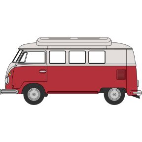 Oxford Diecast 76VWS010 OO Gauge VW T1 Camper Titan Red/Beige Grey