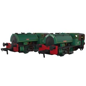 Rapido 968501 OO Gauge Port Of Par Bagnall 0-4-0ST Twin Pack Lined Dark Green DCC Sound Fitted