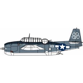 Oxford Diecast AC132 Grumman Avenger White 83 Blopsy Composite Squadron 76 USS Petrof Bay 1945