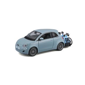 Bburago 18-23012 Fiat 500E Eurotrek Light Blue With Bike Rack