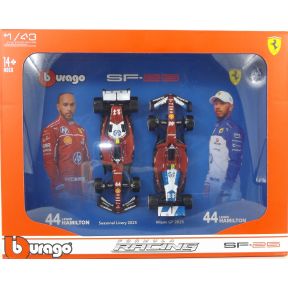 Bburago 18-36856H Twin Car Set No.44 Lewis Hamilton Ferrari SF25 2025 Season Diecast Models