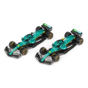 Bburago B18-8222 Twin Car Set Aston Martin AMR25 No.18 Lance Stroll And No.14 Fernado Alonso 2025 Season Diecast Models