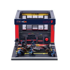 Bburago 18-38453V Bull Racing RB20 2024 Formula 1 Pit Pass Diorama Max Verstappen