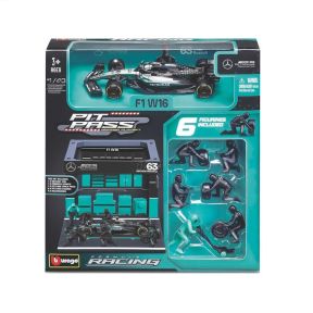 Bburago 18-38458R Pit Pass Diorama Mercedes AMG W16 George Russell 2025 Season Diecast Model