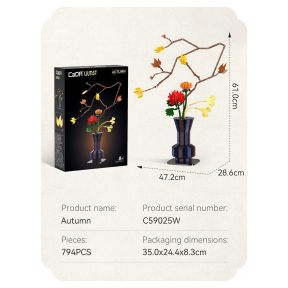 CaDA C59025W Oriental Floral Art Autumn Plastic Brick Kit