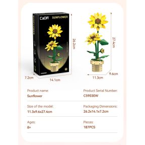 CaDA C59030W Sunflower Building Block Planter Plastic Brick Kit