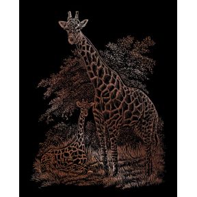 Royal And Langnickel COPF16 Giraffe And Baby Copper Engraving Art