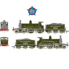 EFE Rail E85025 OO Gauge LSWR Adams T3 558 SR Lined Maunsell Green