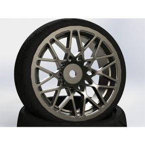 Fastrax 1:10 Street Tread Tyres & Star Spoke Gun Metal Wheel
