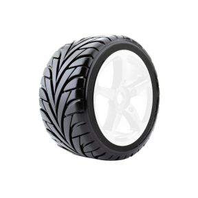 Fastrax FAST1092W-0 Pack Of 2 1/8 Truggy Eagle Tyres Mounted On 5 Spoke Wheel White