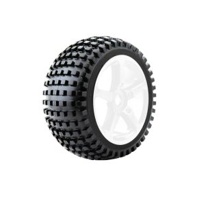 Fastrax FAST1094W-0 Pack Of 2 1/8 Truggy Rock Tyres Mounted On 5 Spoke Wheels White