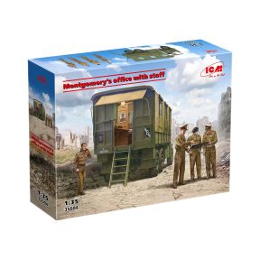 ICM 35604 Montgomery's Mobile Office with 4 Staff Figures Plastic Kit