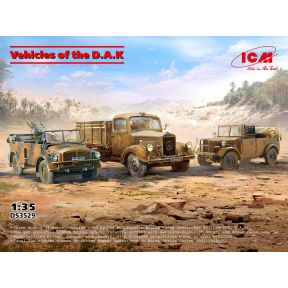 ICM DS3529 Set Of 3 Vehicles of the DAK German WWII Afrika Korps Plastic Kits