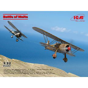 ICM DS3201 Battle Of Malta Set Of 2 Aircraft CR42 Falco And Gloster Gladiator Mk2 Plastic Kit