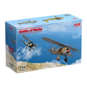 ICM DS3201 Battle Of Malta Set Of 2 Aircraft CR42 Falco And Gloster Gladiator Mk2 Plastic Kit
