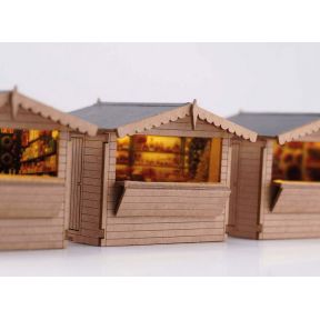 Scale Model Scenery LX578 OO Gauge Christmas Market Stall Laser Cut Kit