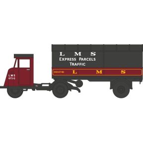 Oxford Diecast NMH019 N Gauge Scammell Mechanical Horse Van Trailer LMS