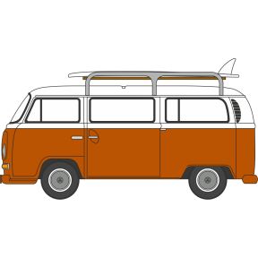 Oxford Diecast NVW022 N Gauge VW T2 Bay Window Bus/Surfboards Signal Orange/White