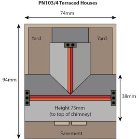 Metcalfe PN103 N Gauge Red Brick Terraced Houses Card Kit
