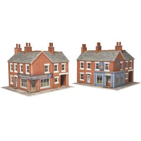 Metcalfe PN116 N Gauge Red Brick Corner Shop & Pub Card Kit