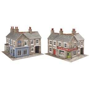 Metcalfe PN117 N Gauge Stone Corner Shop & Pub Card Kit