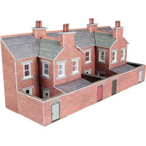 Metcalfe PN176 N Gauge Low Relief Red Brick Terraced House Backs Card Kit