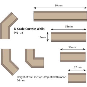 Metcalfe PN193 N Gauge Castle Curtain Walls Card Kit