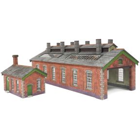 Metcalfe PN913 N Gauge Double Track Red Brick Engine Shed Card Kit