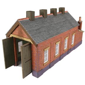 Metcalfe PN931 N Gauge Single Track Red Brick Engine Shed Card Kit