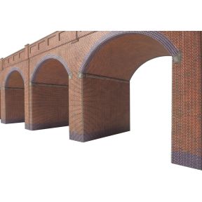 Metcalfe PO240 OO Gauge Red Brick Double Track Viaduct Card Kit