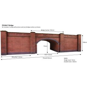 Metcalfe PO246 OO Gauge Red Brick Railway Bridge Card Kit